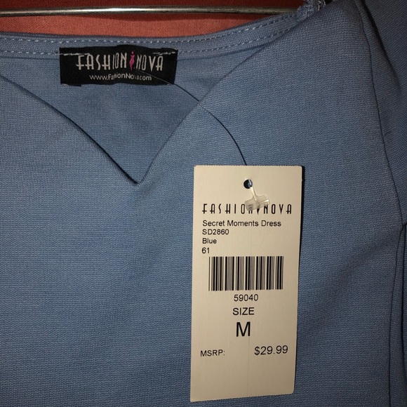 Fashion Nova Secret Moments Dress - Blue - Picture 7 of 8